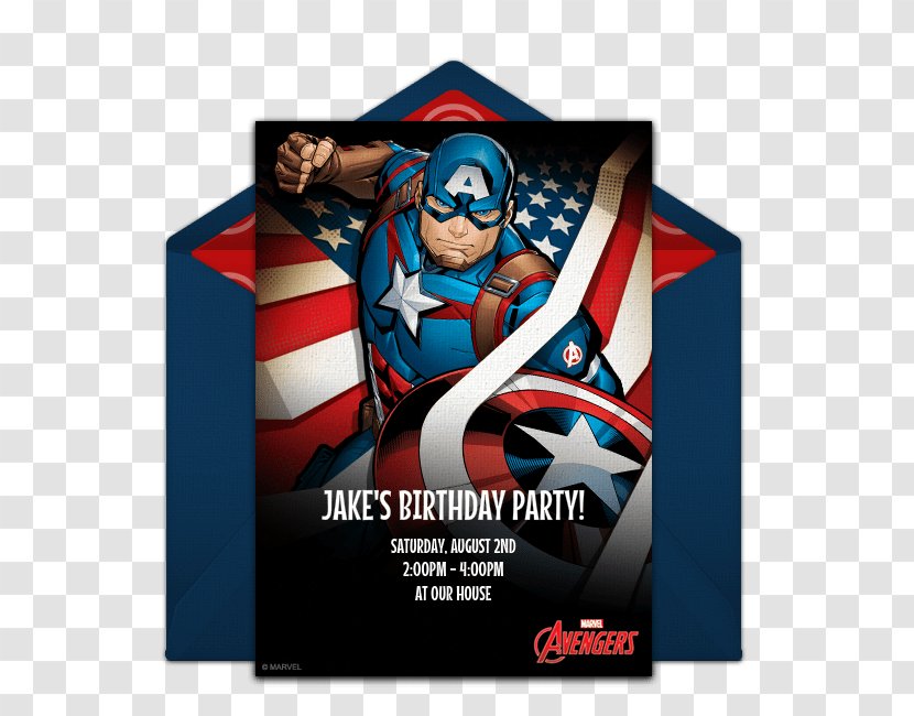 Wedding Invitation Birthday Cake Captain America Party - Avengers Age Of Ultron - Lamb Chops Transparent PNG