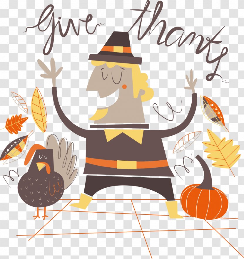 Thanksgiving Dinner Turkey Meat - Pumpkin - With Cartoon Characters Transparent PNG