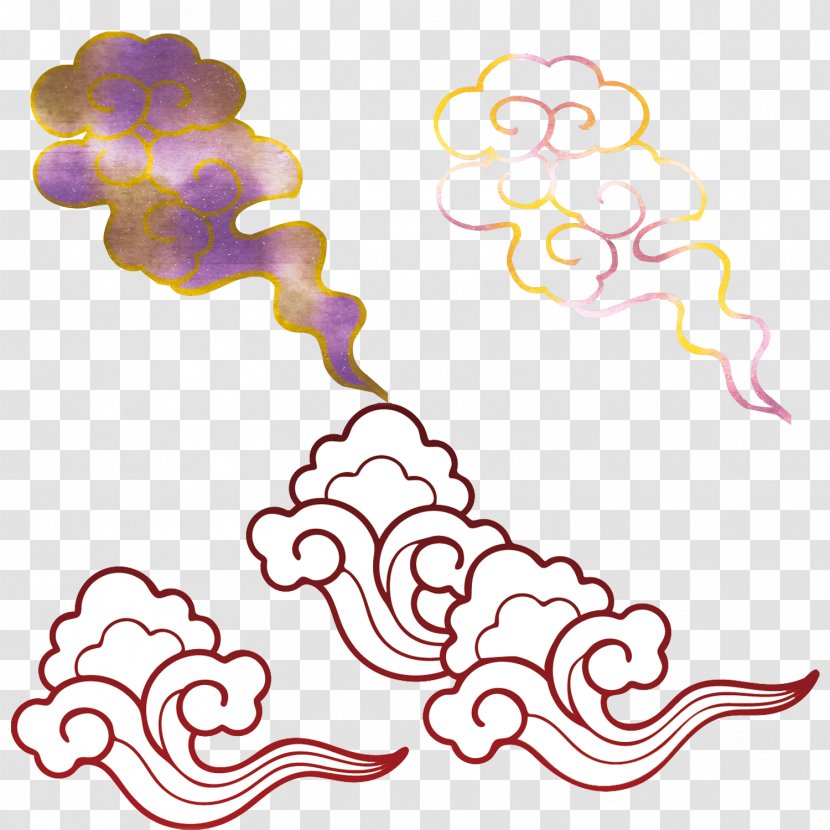 Xiangyun County - Heart - Colorful Clouds Design Elements Transparent PNG