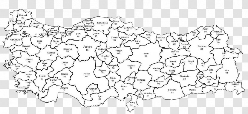 Turkey Map Coloring Book Province Number Transparent PNG