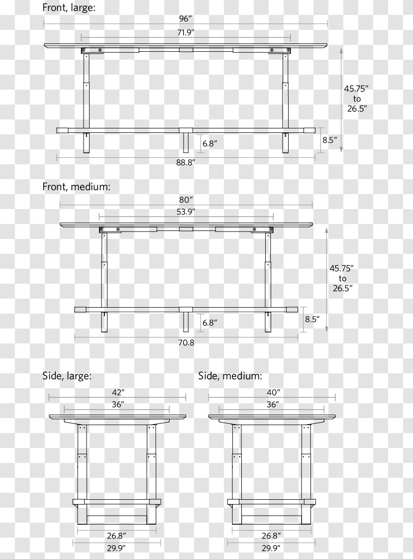 Technical Drawing Furniture Diagram - Black And White - Design Transparent PNG