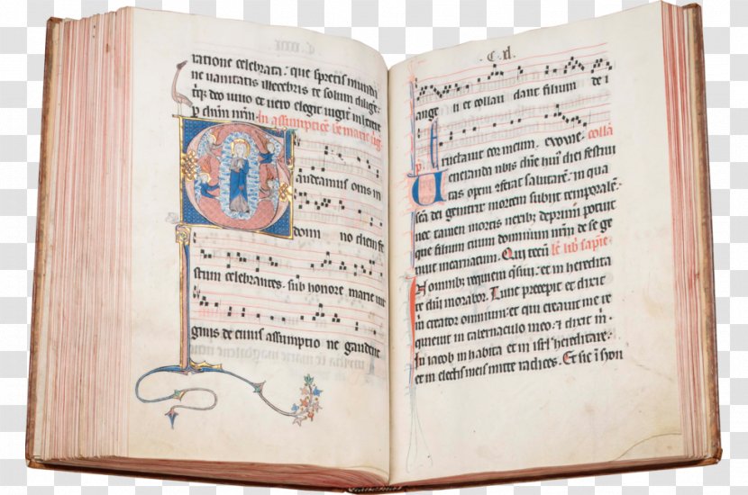 Miniature Illuminated Manuscript Book Historiated Initial - Crucifixion Transparent PNG