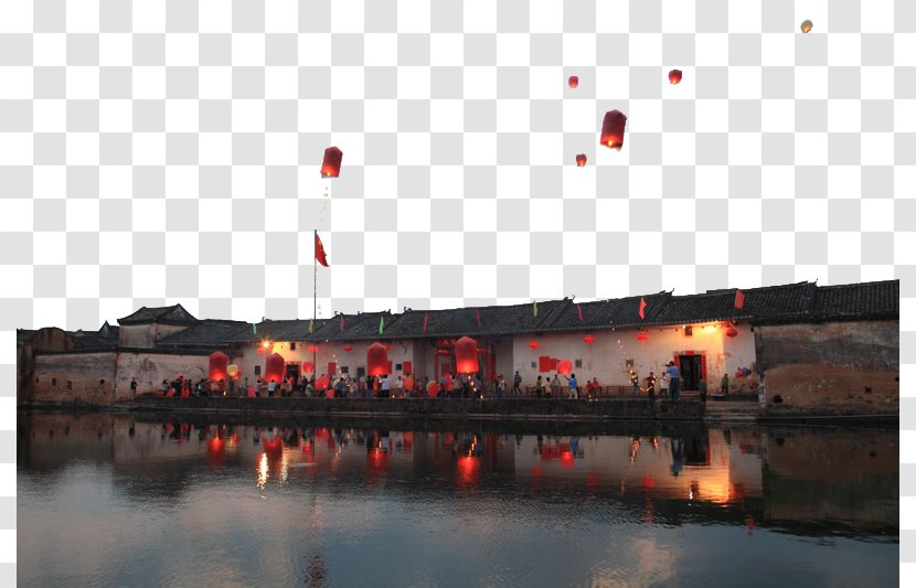Xingning, Guangdong Hakka Walled Village Meizhou Architecture - Evening - Night View Of The Dragon House Transparent PNG
