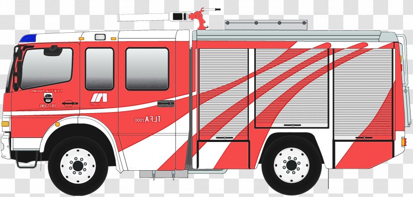 Land Vehicle Fire Apparatus Motor Emergency - Watercolor - Service Department Transparent PNG