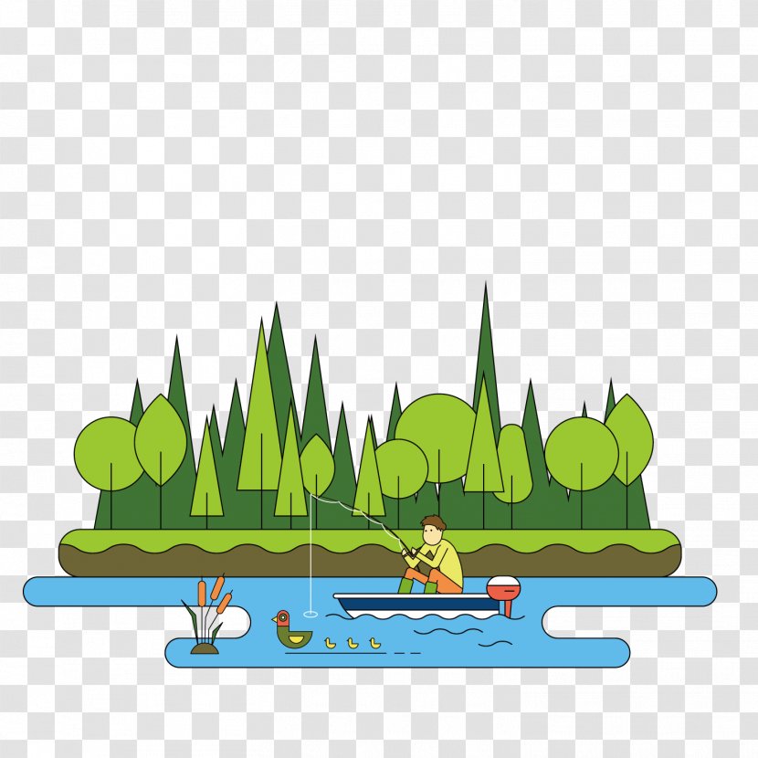 Drawing Angling Fishing Illustration - Plant - Cartoon Forest Life Transparent PNG