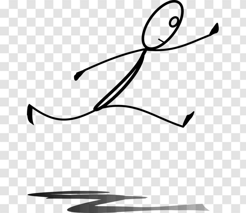 Jumping Clip Art - Black And White - Stick Person Transparent PNG