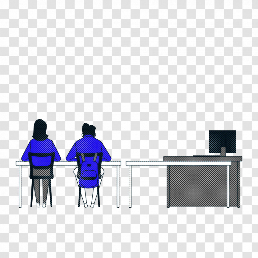 Desk Table Furniture Line Cartoon Transparent PNG