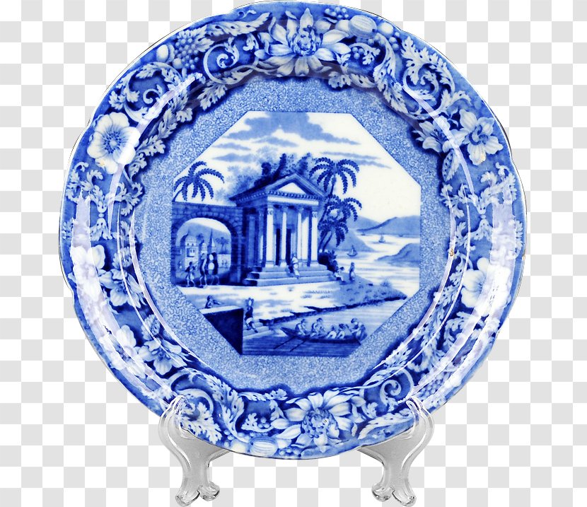 Plate Blue And White Pottery Cobalt Platter Tableware Transparent PNG