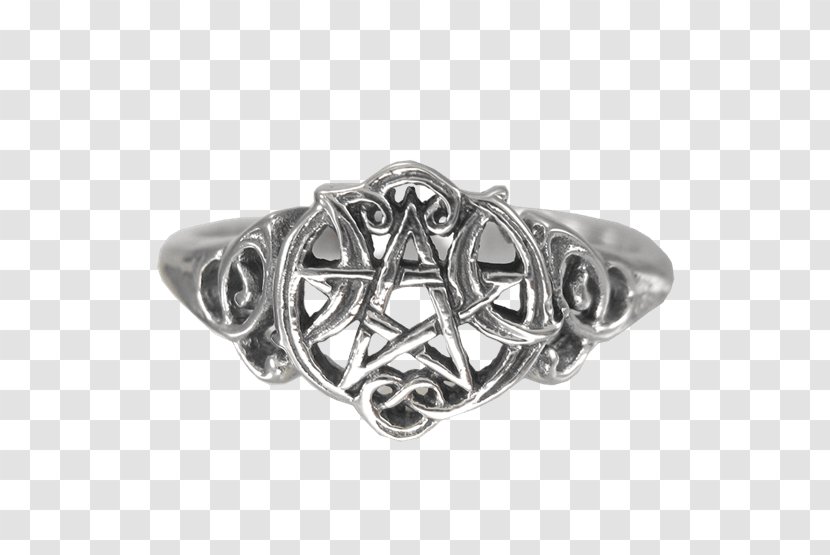 Ring Silver Pentacle Wicca Pentagram - Celtic Knot Transparent PNG