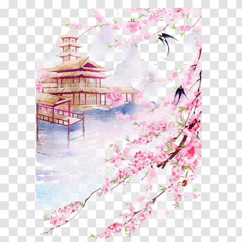 China Landscape Watercolor Painting Drawing - Asian Art - Fairy Filled Place Of Residence Transparent PNG