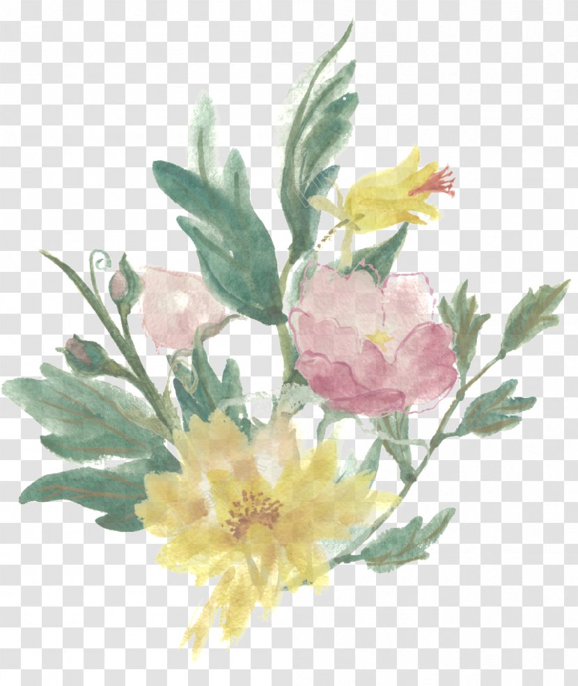 Artificial Flower - Watercolor Paint - Chinese Peony Transparent PNG