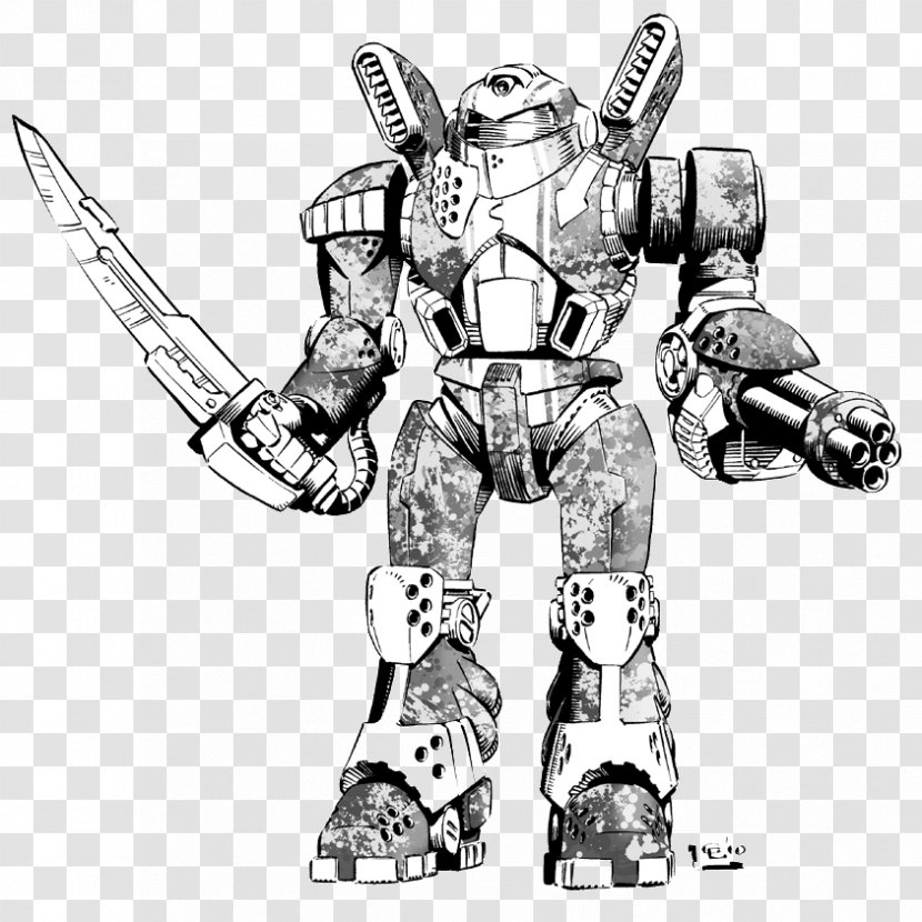 Robot Weapon Cartoon Mecha - Black And White Transparent PNG