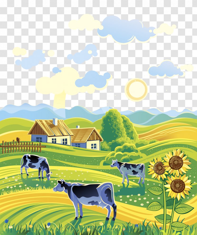 Rural Area Landscape Farm Illustration - Livestock - Free Scenery FIG Pull Transparent PNG