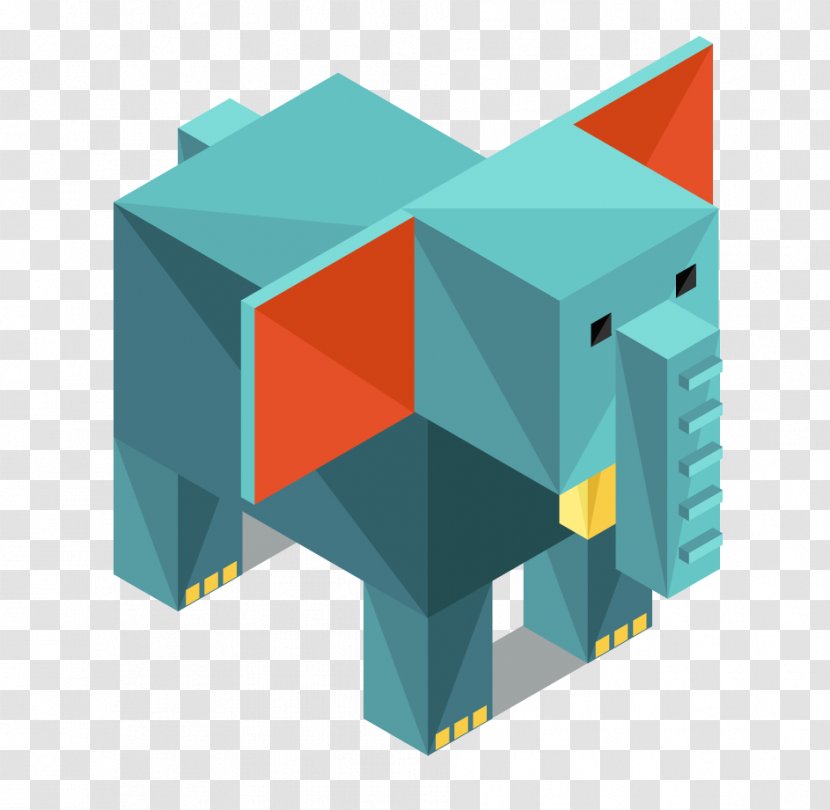 Pentanimals Isometric Projection Icon - Origami Elephant Transparent PNG