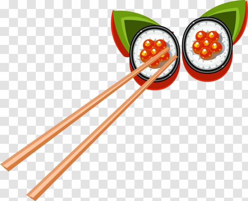 Sushi Chopsticks Cartoon - Cuisine - Red Transparent PNG