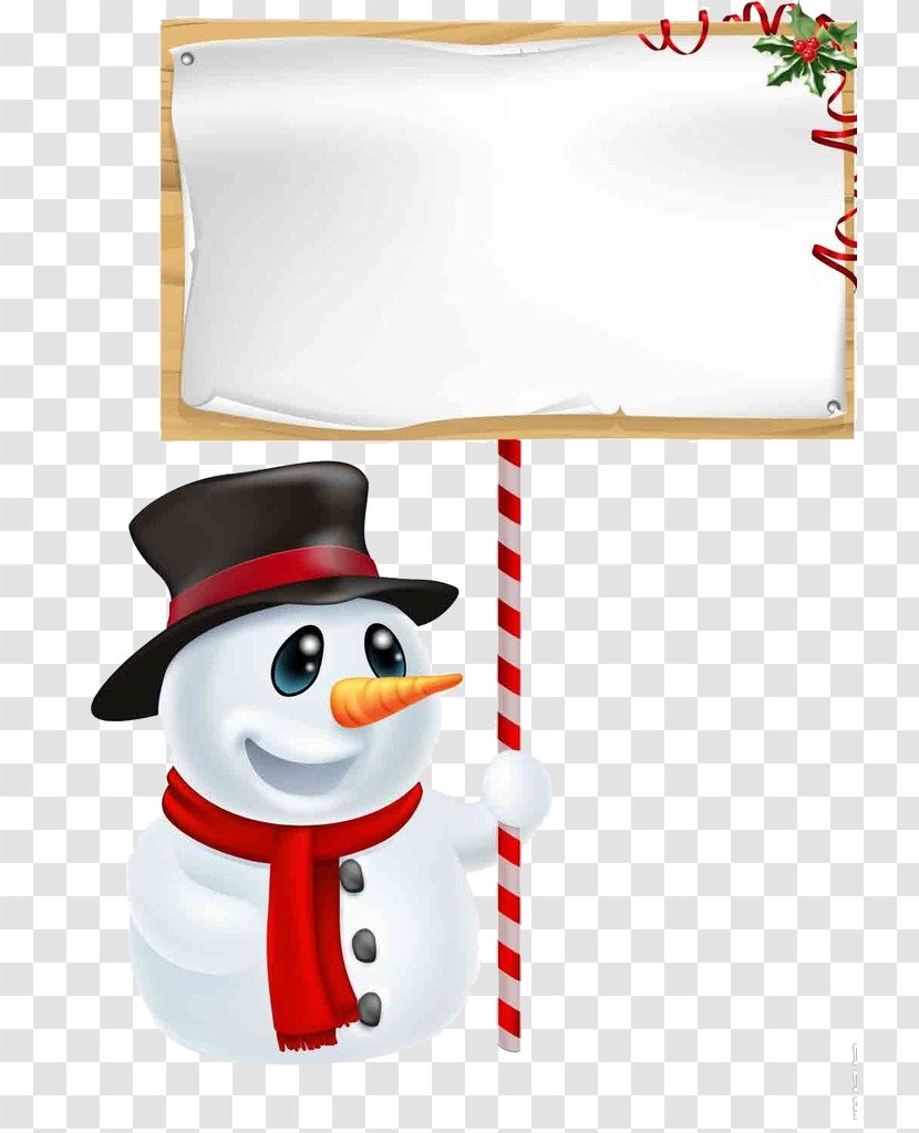 Santa Claus Christmas Snowman Cartoon Clip Art - Fotosearch - Holding A Sign Transparent PNG