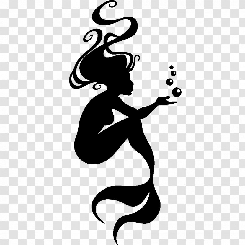 The Little Mermaid Ariel Wall Decal Tattoo - Black And White Transparent PNG