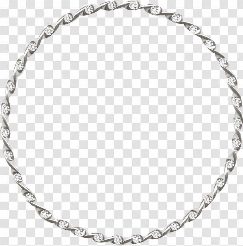 Designer - Metal - Simple Silver Diamond Circular Border Transparent PNG
