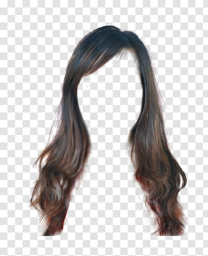 Long Hair Wig Hairstyle Step Cutting - Black Transparent PNG