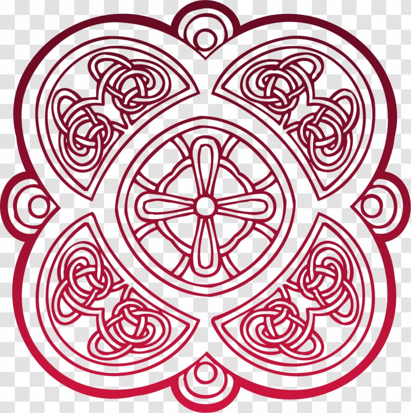 Coloring Book Celtic Knot Stained Glass Cross - Celts - Christian Transparent PNG