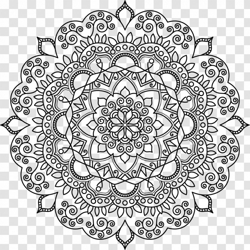 Tapestry Mandala Wall Gold Circle - Black And White - Floral Design Transparent PNG