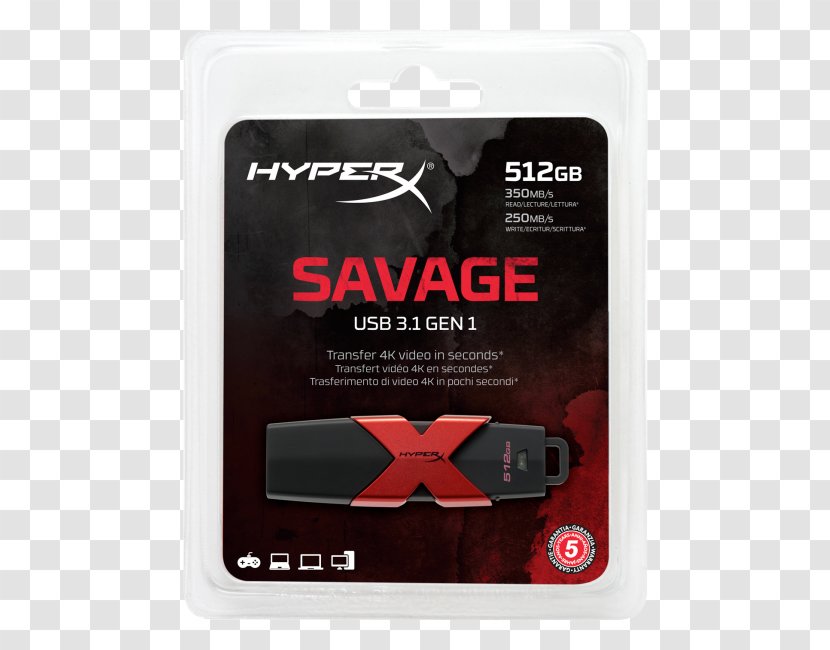 Kingston HyperX Savage Technology USB Flash Drives 3.0 Transparent PNG