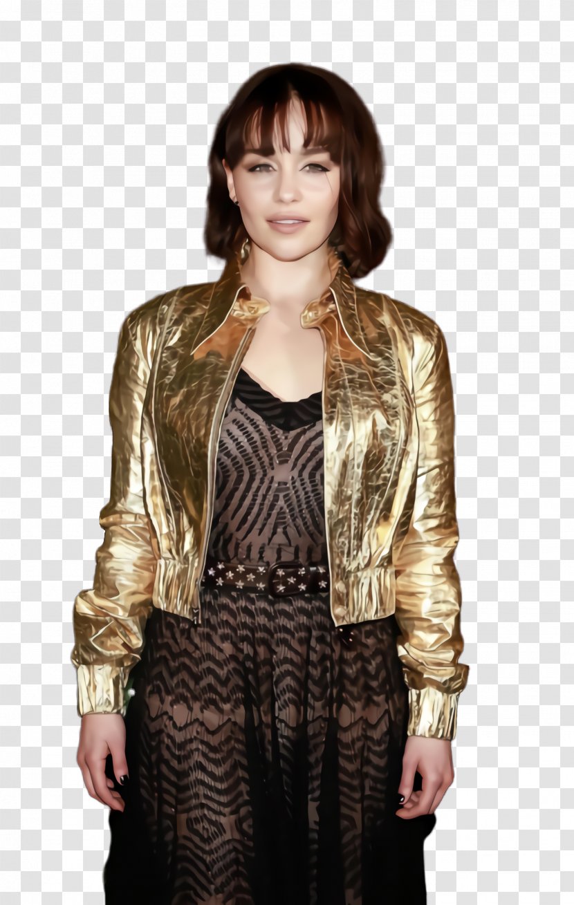 Emilia Clarke - Beige - Fashion Model Neck Transparent PNG