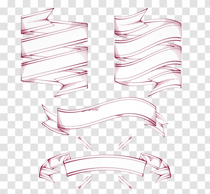 Pink Ribbon Drawing - Designer - Retro Style Transparent PNG