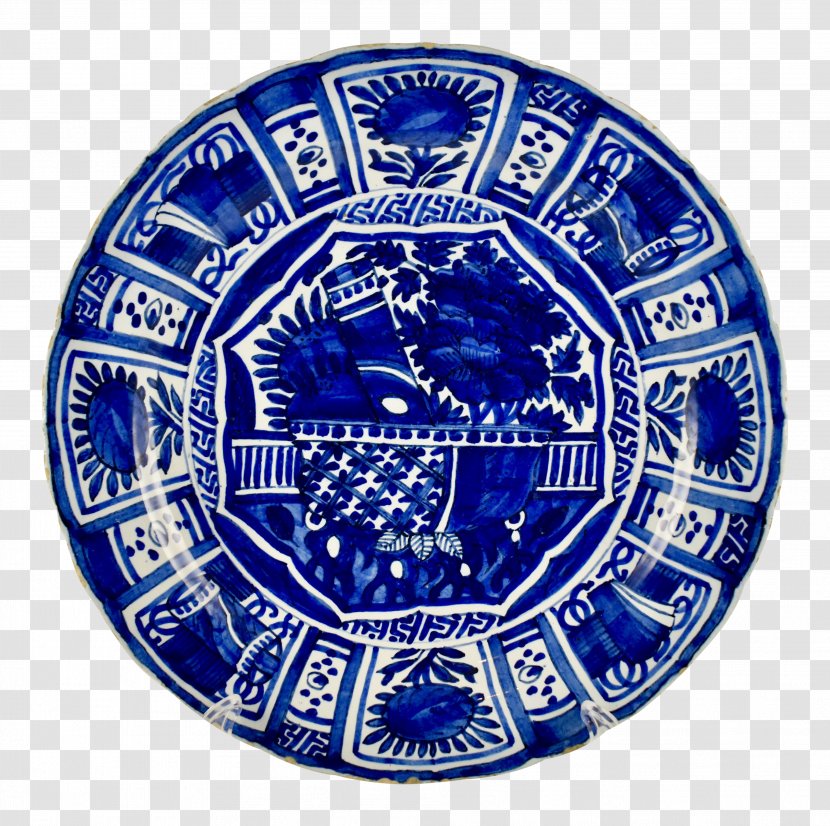 Delftware Cobalt Blue 18th Century Chinoiserie Plate Transparent PNG
