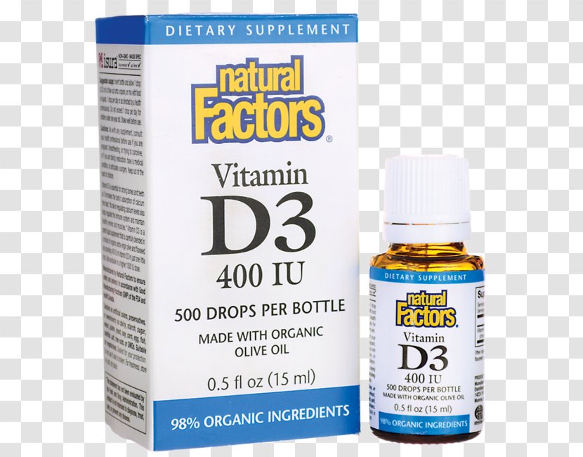 Natural Factors Vitamin D3 Drops International Unit Dietary Supplement - Turmeric Starch Transparent PNG