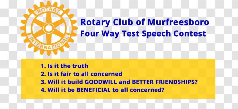 The Four-Way Test Rotary International Foundation Club Of Fort Lauderdale Organization - Customer Service - Speech Contest Transparent PNG