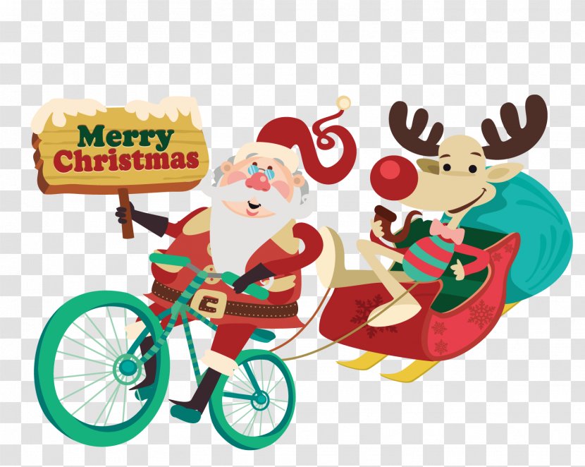 Mrs. Claus Santa Bicycle Cycling Christmas - Giving Gifts Transparent PNG