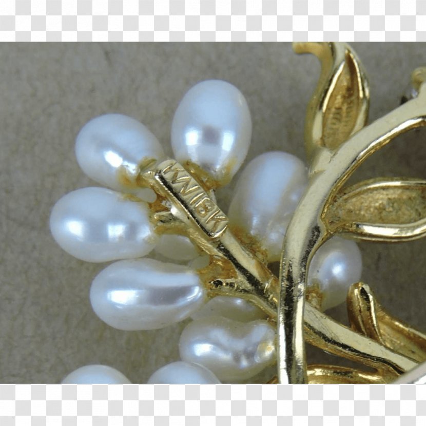 Bernardi's Antiques Pearl Brooch Porcelain Estate Jewelry - Gold - Silver Transparent PNG