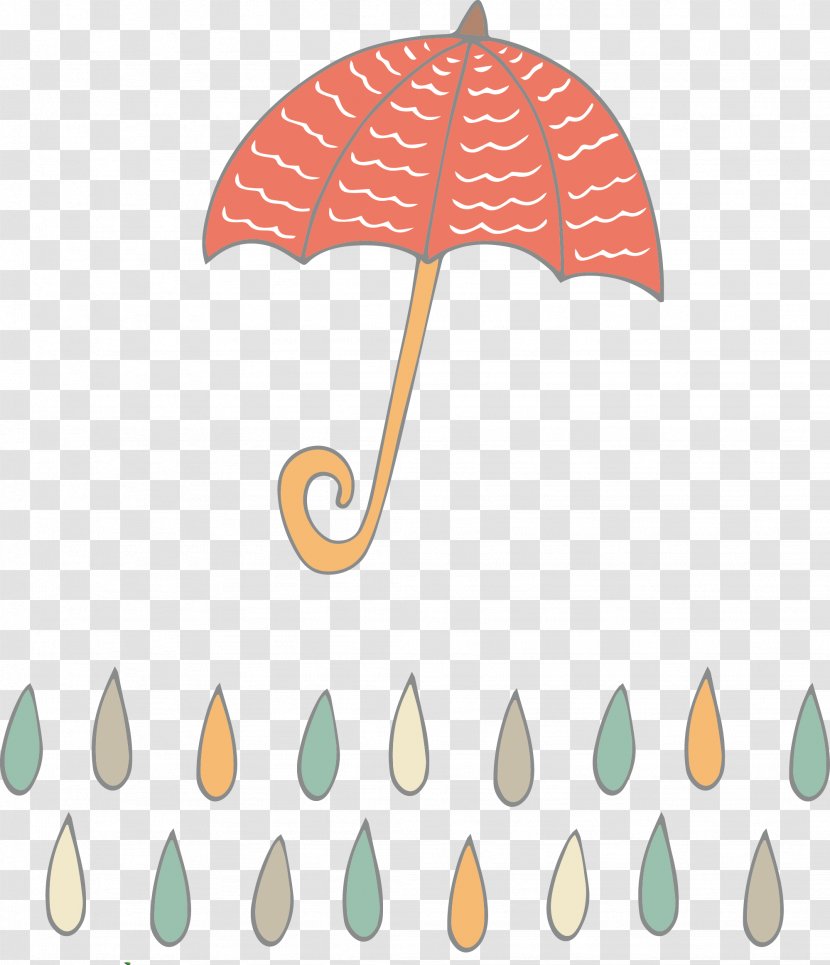 Drawing Cartoon - Designer - Hand-painted Umbrella Raindrops Transparent PNG