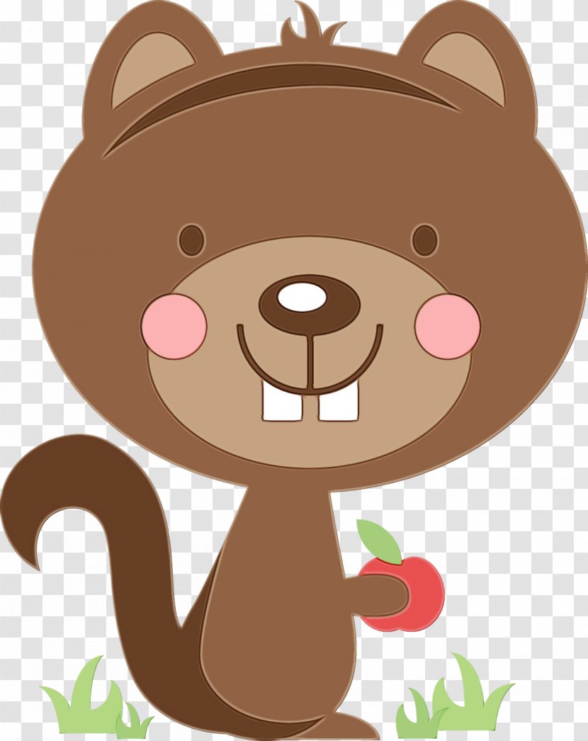 Cartoon Nose Clip Art Brown Bear - Smile - Squirrel Transparent PNG