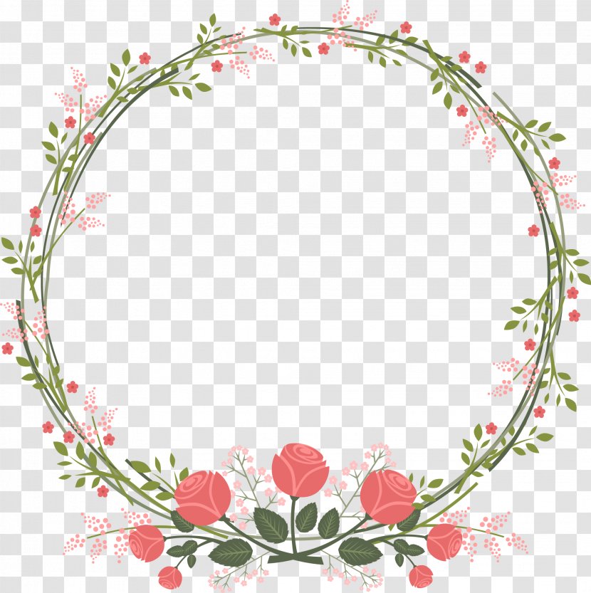 Wedding Invitation Paper Flower Rose - Floristry - Beautiful Fresh Garland Border Transparent PNG
