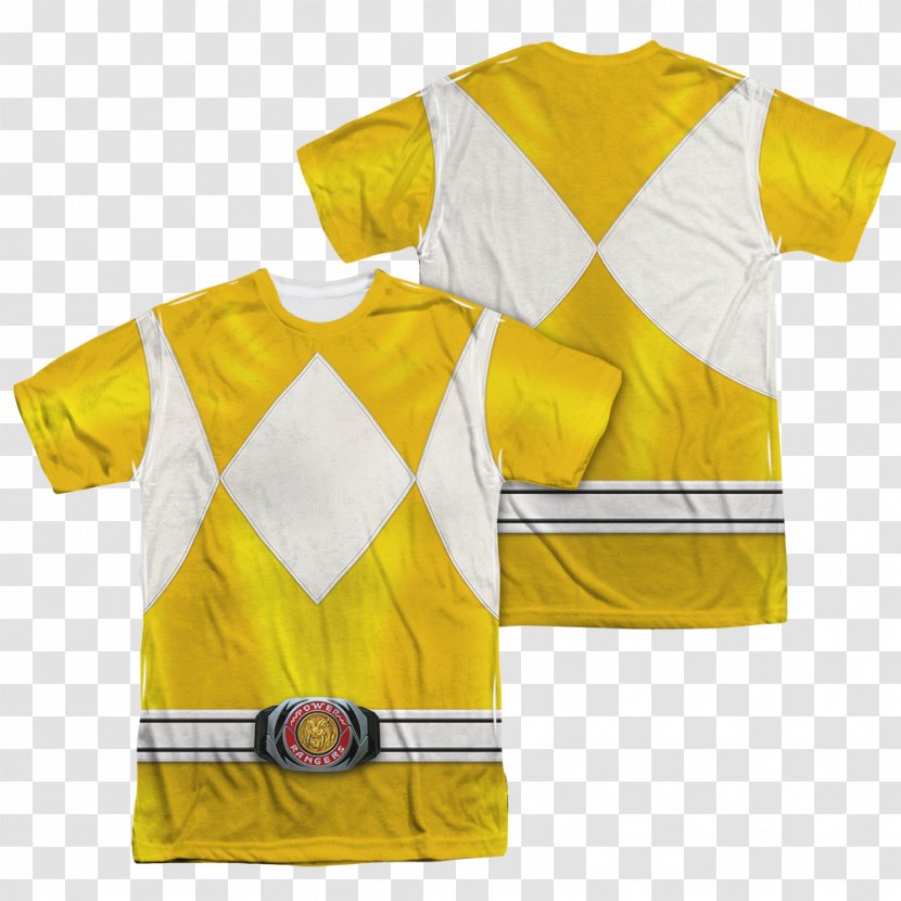 Kimberly Hart T-shirt Yellow Ranger Jersey Costume - T Shirt - Flat Lay Transparent PNG
