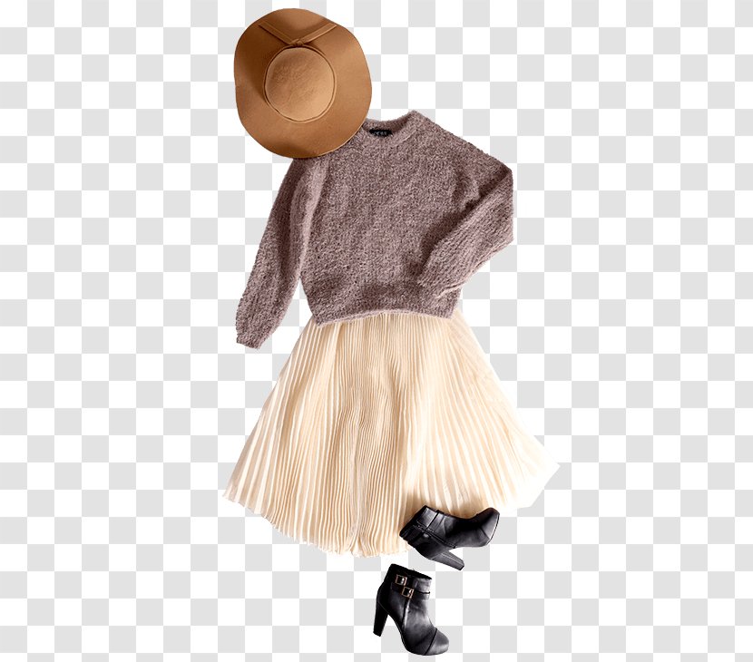 Fur Skirt Brown Neck Dress - Trend Of Women Transparent PNG