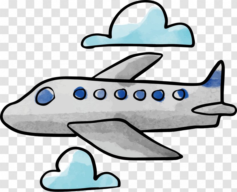 Airplane Clip Art - Cloud - Watercolor Plane Vector Transparent PNG