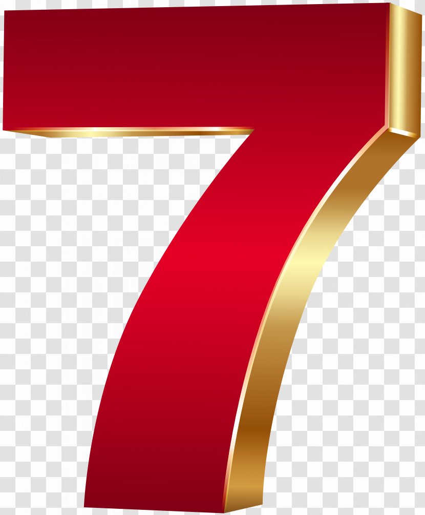 Red Clip Art - Safesearch - 3D Number Seven Gold Image Transparent PNG