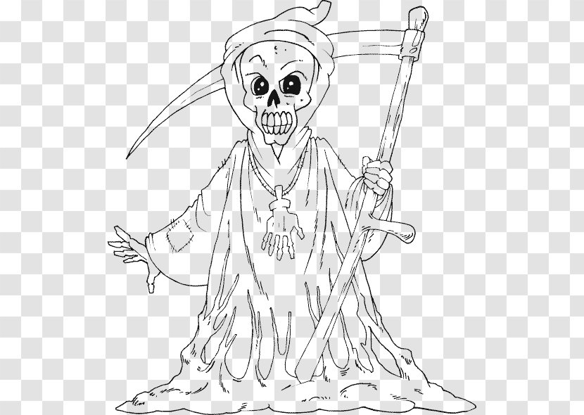 Coloring Book Death Drawing Child - Black And White - Halloween Transparent PNG
