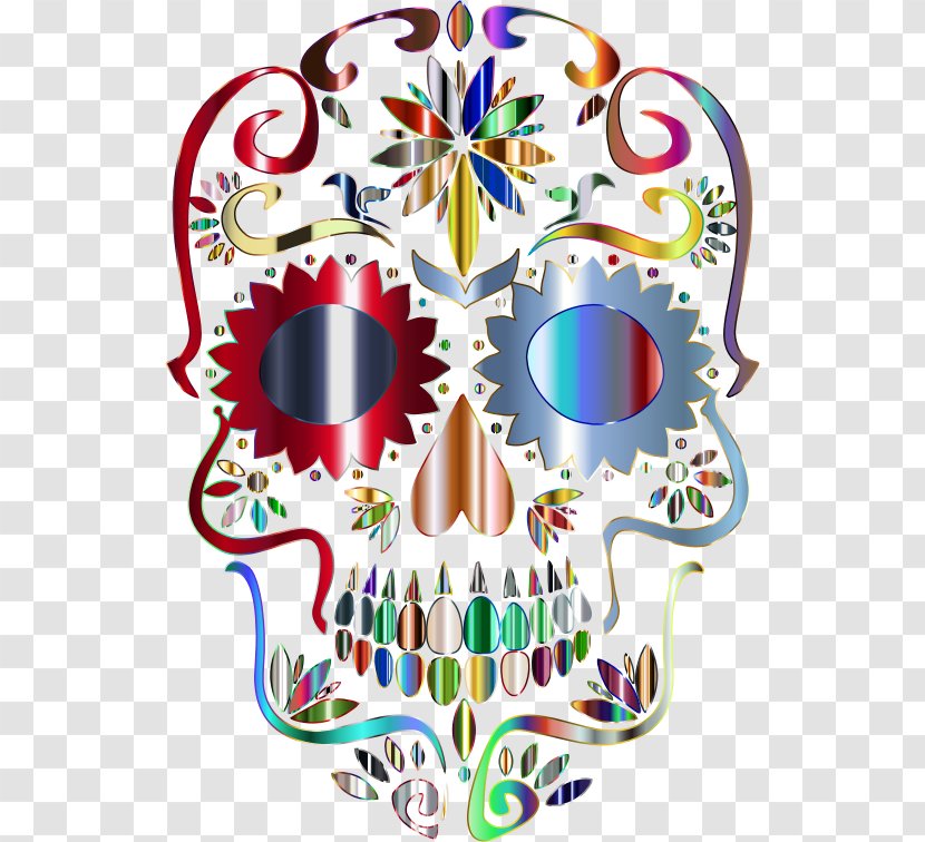 Calavera Skull Clip Art - Color - Colorful Love Transparent PNG