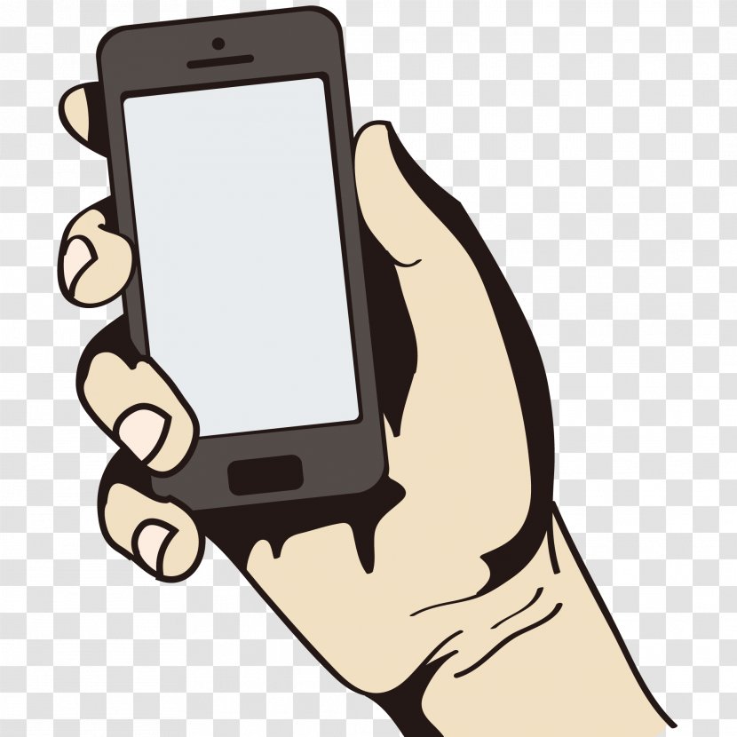 Mobile Phone Smartphone Device - Hand - Vector Transparent PNG