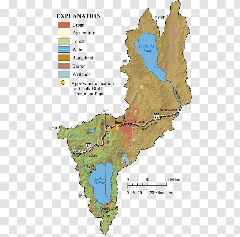 Truckee River Map Great Basin Meadows - Reno Transparent PNG