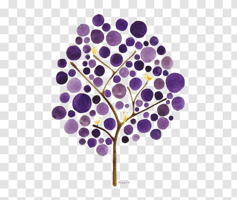 Watercolor Painting Drawing Art Paper - Purple Trees Transparent PNG