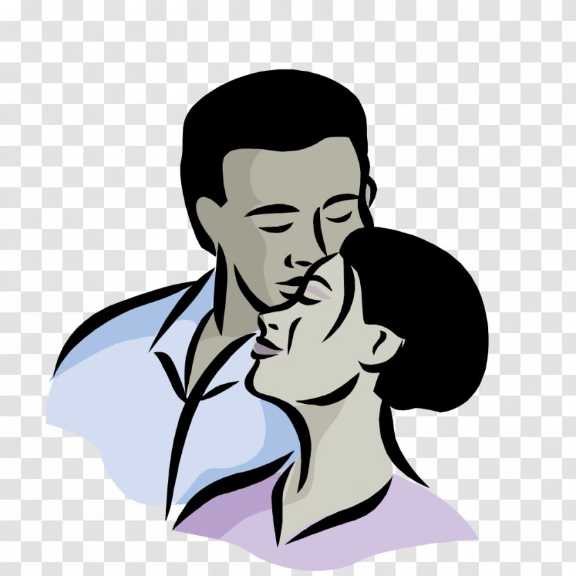 Woman Kiss Clip Art - Flower - Man Kissing His Wife's Forehead Transparent PNG