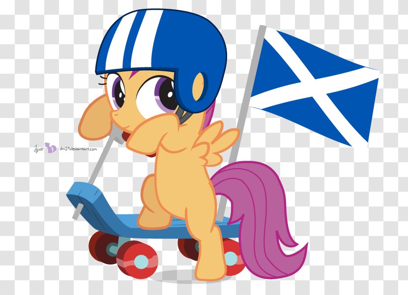 Scootaloo Rainbow Dash Fluttershy Pony Art - Scooter Behind Small Orange Flag Transparent PNG