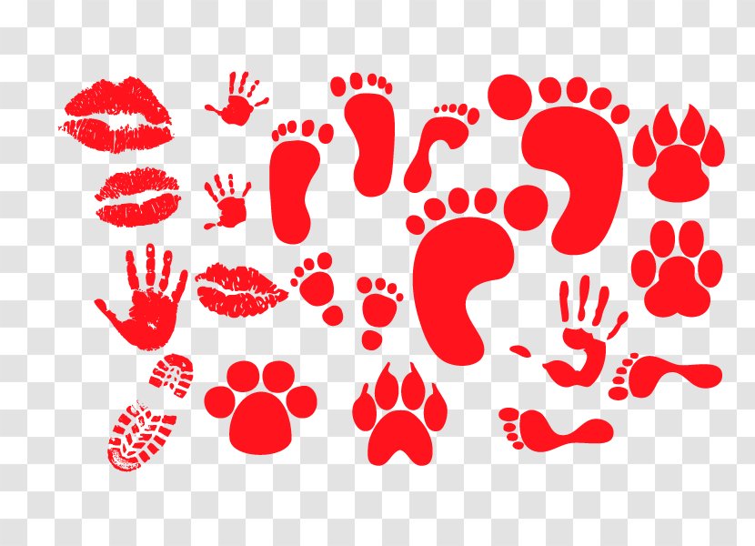 Footprint Animal Track Graphic Arts Clip Art - Watercolor - Lip Footprints Handprints Shoeprint Vector Material Transparent PNG