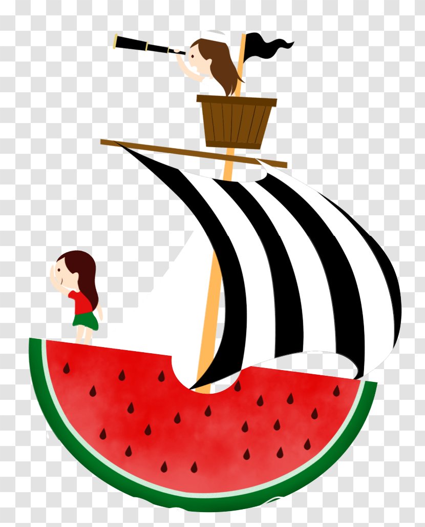 Cartoon Sail - Silhouette - Free To Pull Watermelon Material Transparent PNG