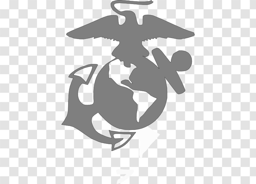 Clip Art United States Marine Corps Eagle, Globe, And Anchor Logo Vector Graphics - Black White - Eagle On A Globe Transparent PNG